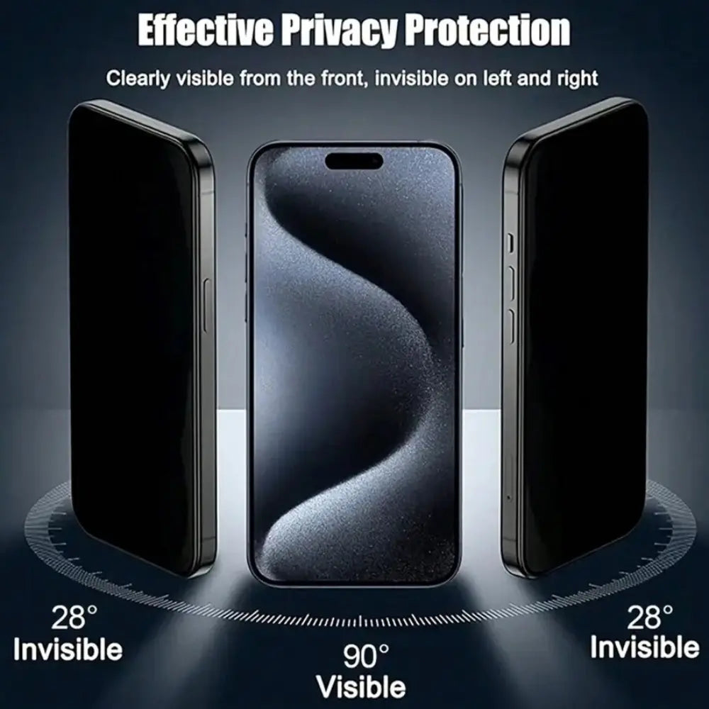 3 Pack Tempered Glass Privacy Screen Protector Compatible with Iphone 11/12/13/14/15/16/17 Series, Scratch Resistant, 9H Hardness, Privacy Protection, Anti-Spy