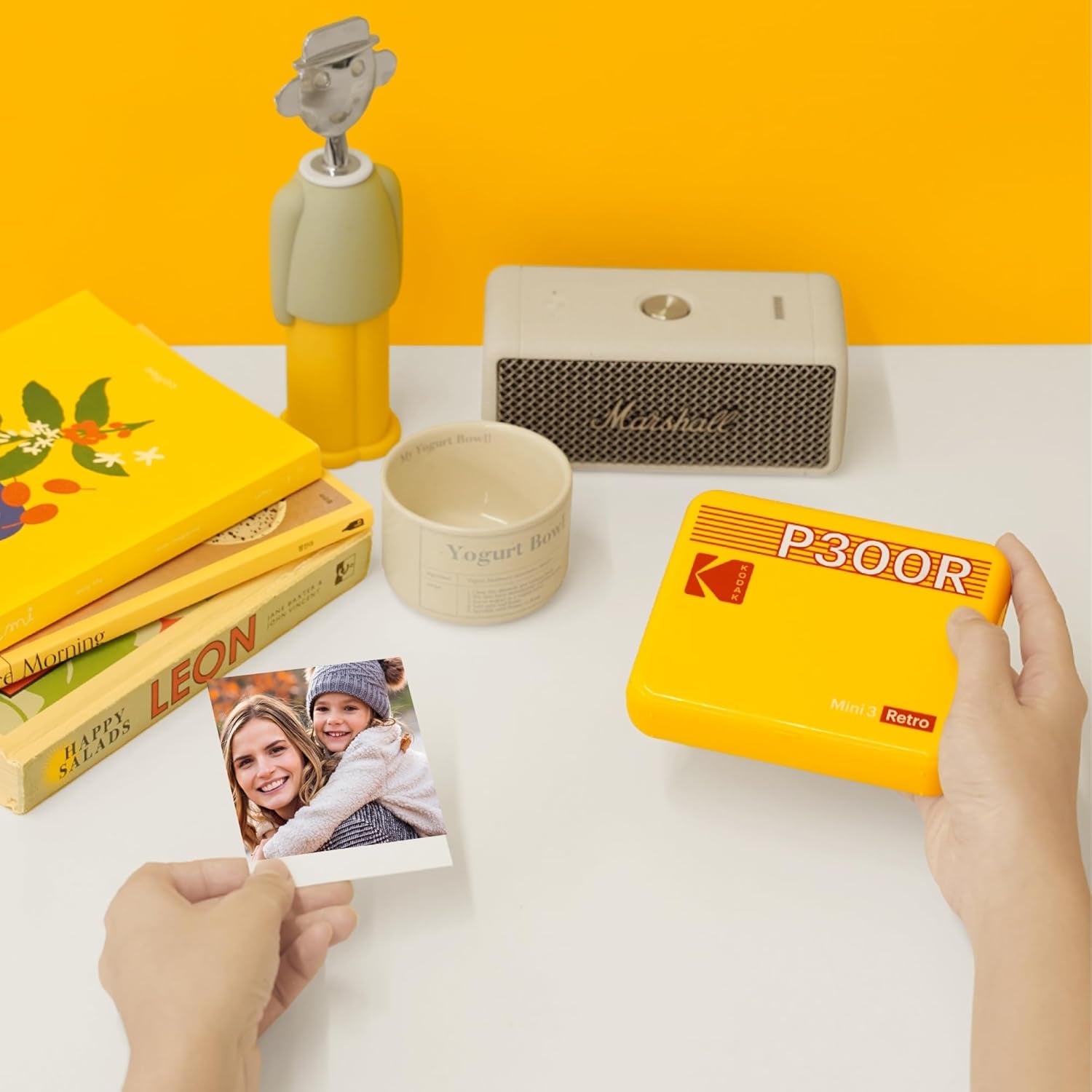 KODAK Mini 3 Retro 4PASS Portable Photo Printer (3X3 Inches) + 8 Sheets, Yellow