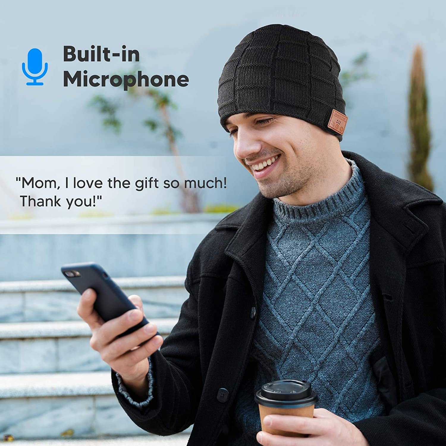 Bluetooth Beanie Hat, Gifts for Men Women Stocking Stuffers Christmas Birthday Gift Tech Gadget for Teen Boy Girl Teenager