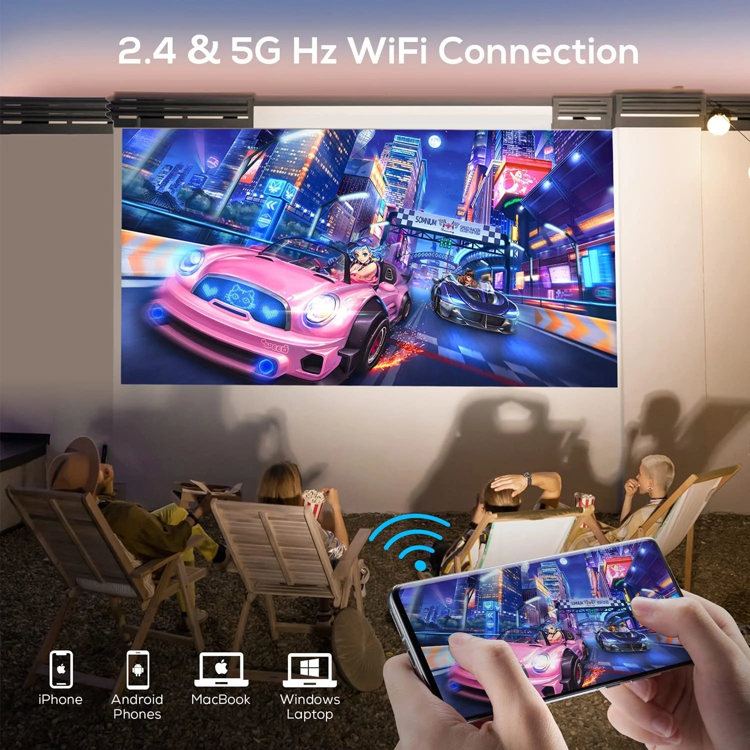 4K Projectors with Wifi and Bluetooth ,Native 1080P Projection,9000 Lumens,With Carry Bag