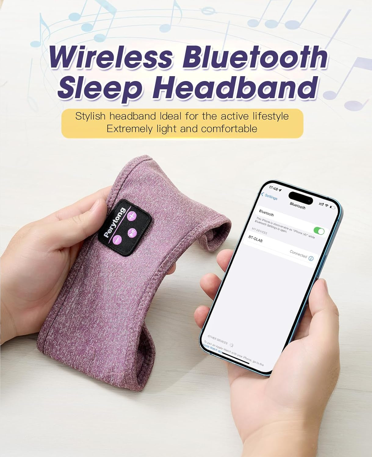 Bluetooth Headband with Wireless Sleeping Earbuds for Side Sleepers, Workout, Running, Insomnia, Travel, Yoga