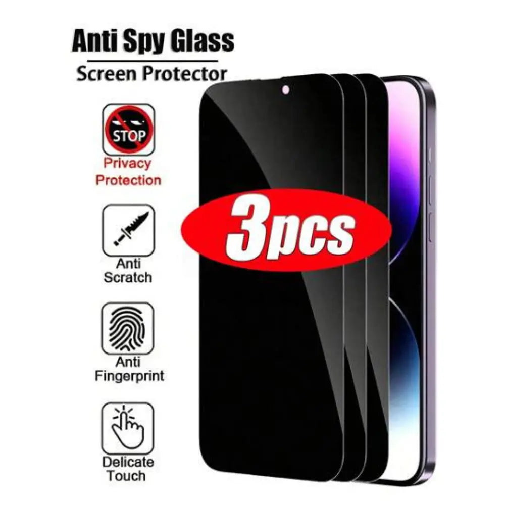 3 Pack Tempered Glass Privacy Screen Protector Compatible with Iphone 11/12/13/14/15/16/17 Series, Scratch Resistant, 9H Hardness, Privacy Protection, Anti-Spy