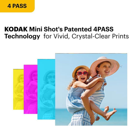 KODAK Mini 3 Retro 4PASS Portable Photo Printer (3X3 Inches) + 8 Sheets, Yellow