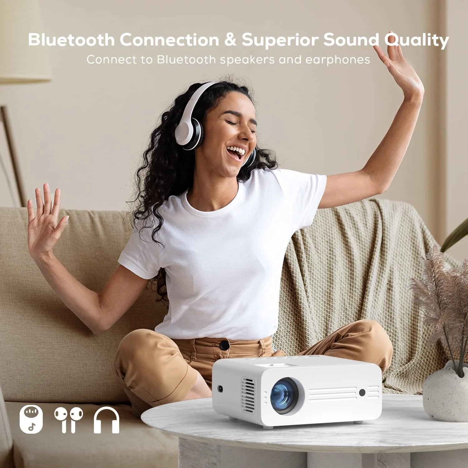 4K Projectors with Wifi and Bluetooth ,Native 1080P Projection,9000 Lumens,With Carry Bag