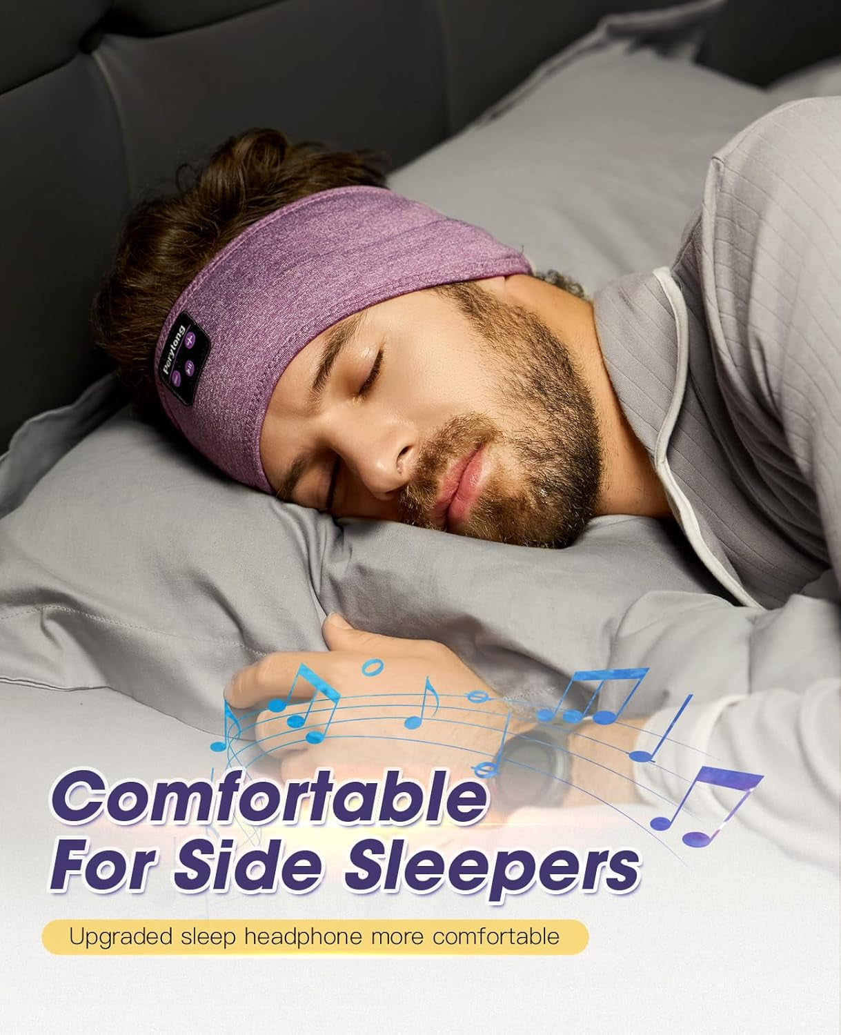 Bluetooth Headband with Wireless Sleeping Earbuds for Side Sleepers, Workout, Running, Insomnia, Travel, Yoga