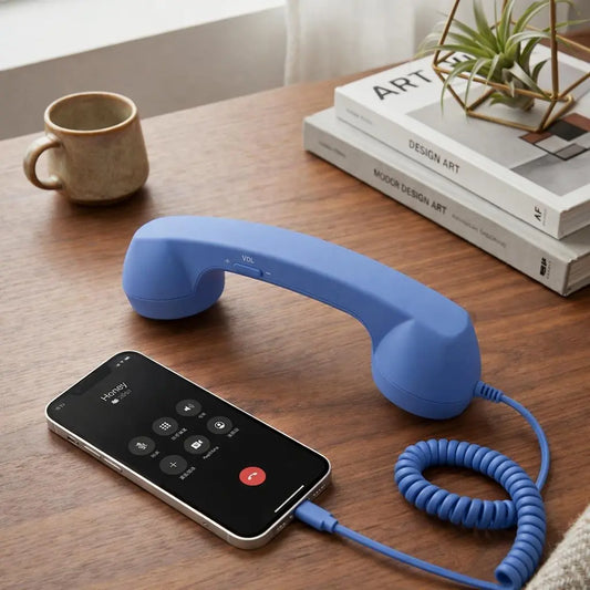 Y2K Retro Phone Microphone | External Lavalier/Lapel Microphone | Hands-Free Calling for Seniors with Clear Sound and Volume Controls | Compatible with Smartphones, Tablets, and Computers, Includes Optional Type‑C or 3.5 Mm Adapter | Available in Multiple