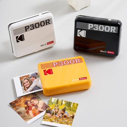 KODAK Mini 3 Retro 4PASS Portable Photo Printer (3X3 Inches) + 8 Sheets, Yellow