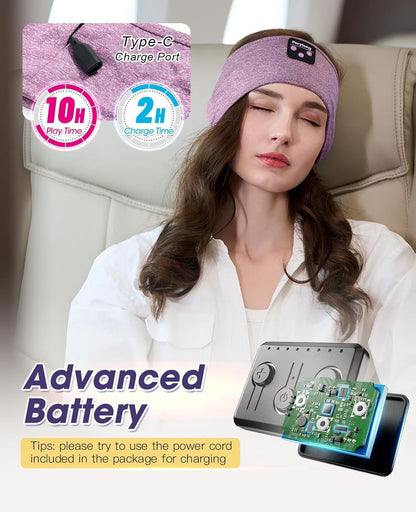 Bluetooth Headband with Wireless Sleeping Earbuds for Side Sleepers, Workout, Running, Insomnia, Travel, Yoga