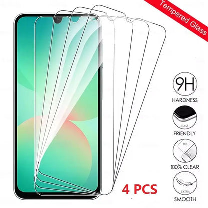4 Pcs 9H Full Coverage Screen Protectors Suitable for Samsung A14 A15 A16 A17 A24 A25 A26 A27 A34 A35 A36 A37 A51 A52 A52S A53 A54 A55 A56 A57 Anti-Scratch Mobile Phone Tempered Glass Protective Film Suitable for Galaxy S25 FE Cellphone Accessories